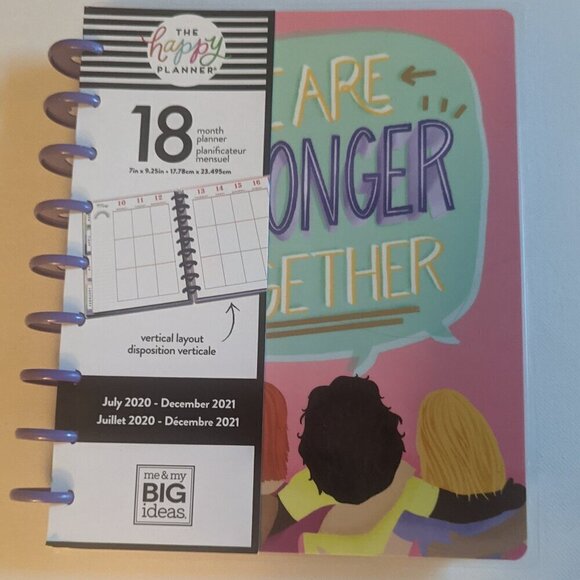 The Happy Planner Other - NWT Happy Planner Classic Stronger Together 20-21 Vertical Layout 18 Mo Outdated
